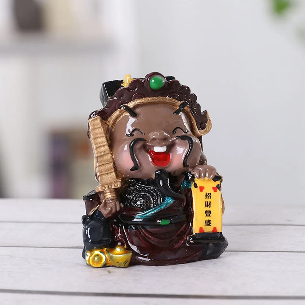 

5Pcs Mini Cai Shen Figure Resin Home Furnishing Decor Office Decoration Creative Chinese Design Wealth Symbol Cai Shen Statue