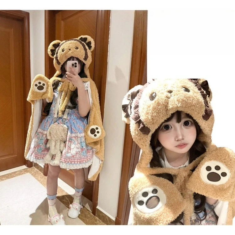 

Japanese Kawaiii Capes Lolita Style Cute Ponchos Ladies Casual Capes Cartoon Warm Coats for Women Autumn Winter Cloak Femme