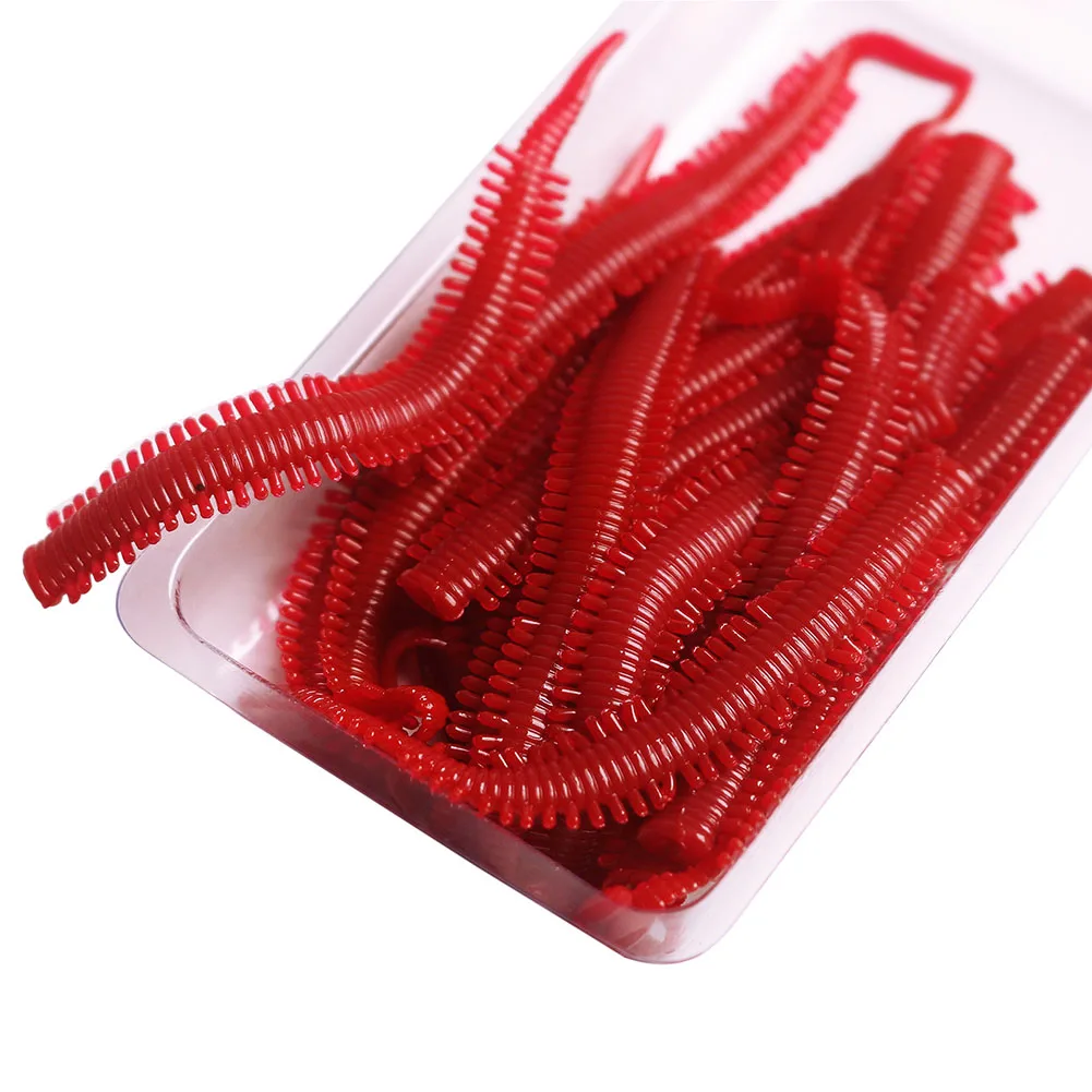 10pcs Simulation Sand Silkworm Fishing Lure Sea ​​Earthworm Float False Bait 8X0.5cm TPR Earthworm Red Worm Baits