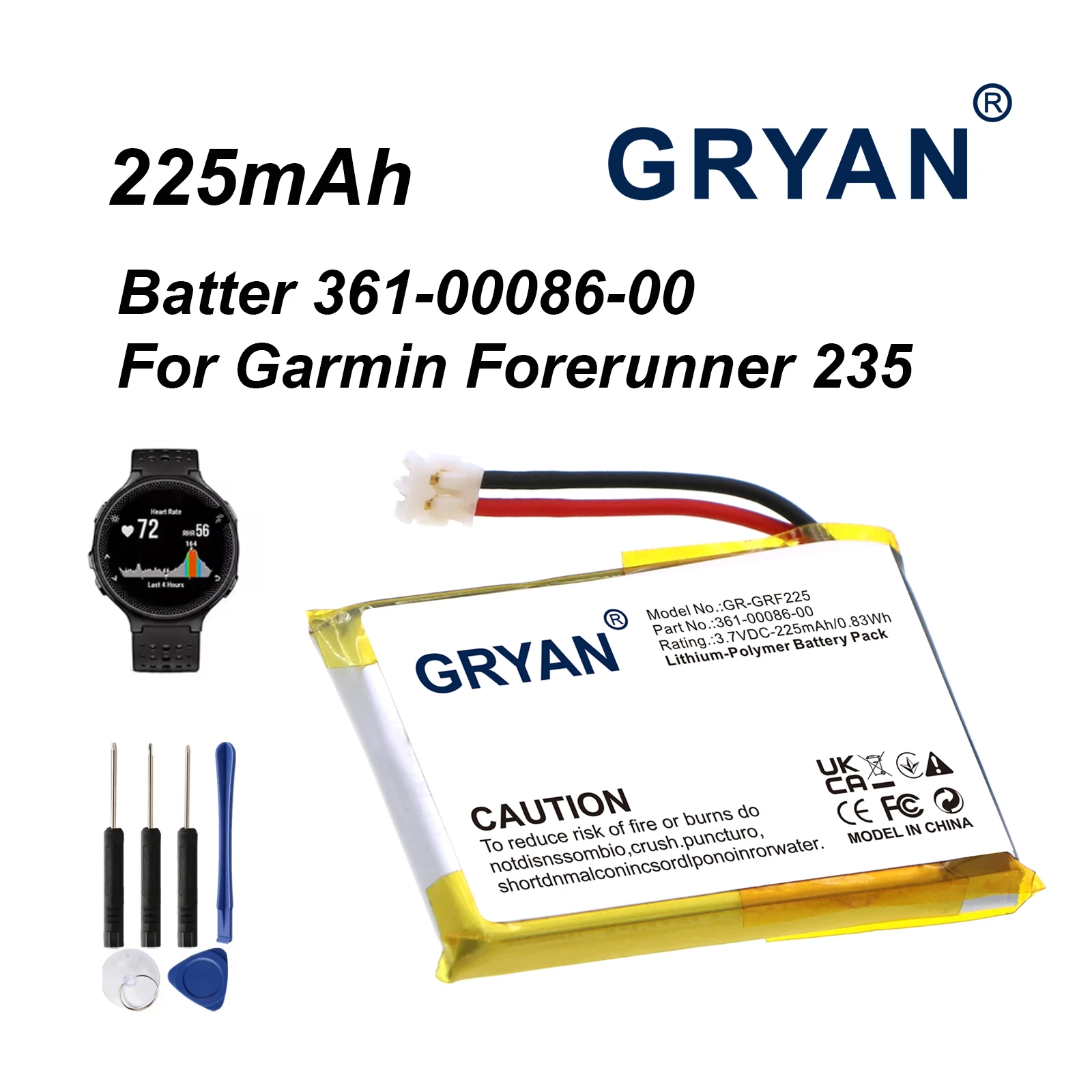 Production in 2025 Replacement Battery 361-00086-10 361-00086-00 For Garmin Vivoactive 4 Forerunner 235 220 225 630 645 735