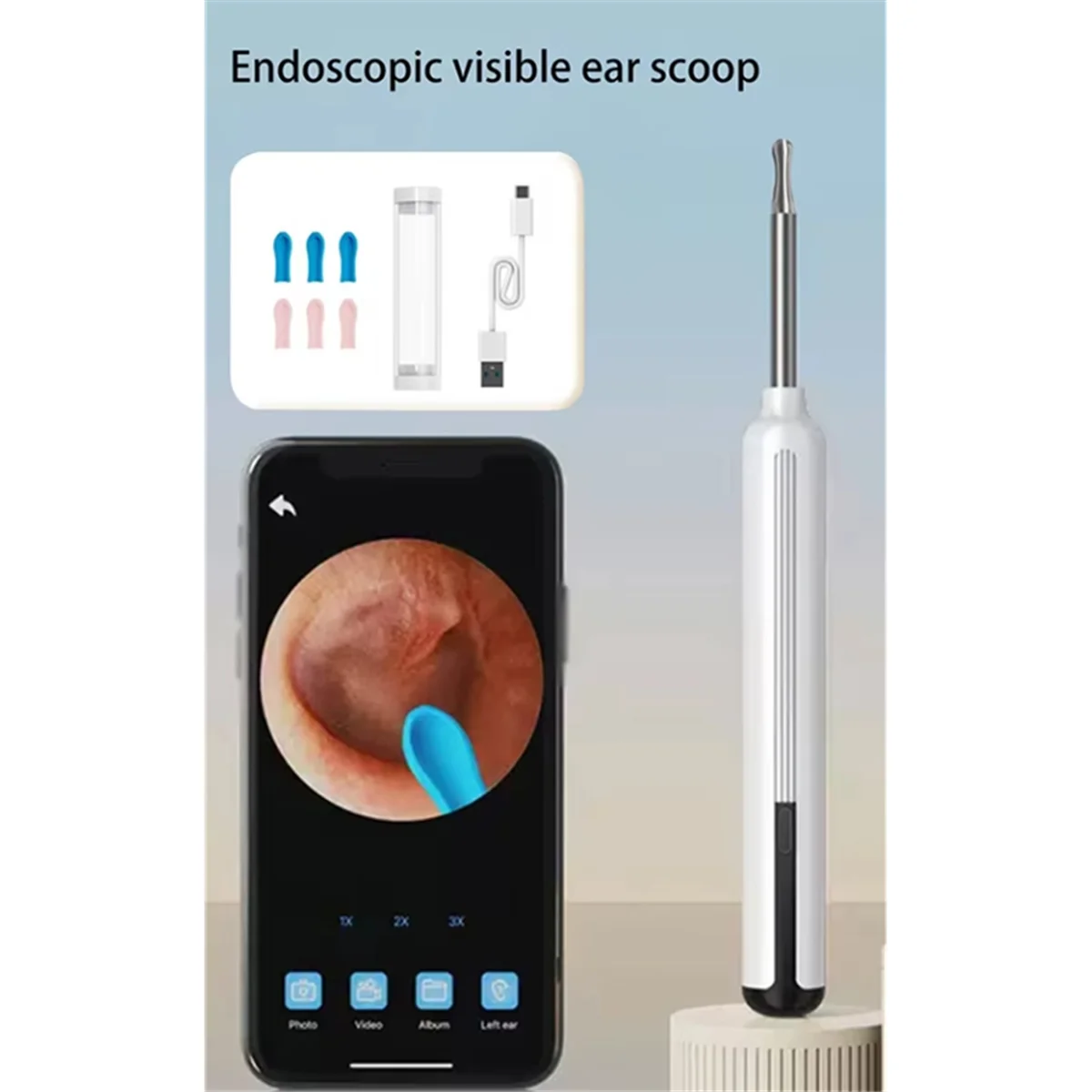 

2025+Endoscopic Visual Intelligent Ear Scooper Ear Wireless WIFI Endoscopic Ear Cleanser