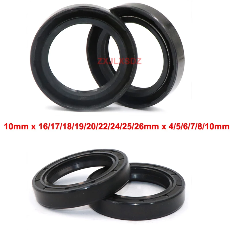 ID 10mm Nitrile Rubber TC Double Lip Oil Seal NBR Rubber Sealing O Ring 10mm x 16/17/18/19/20/22/24/25/26mm x 4/5/6/7/8/10mm