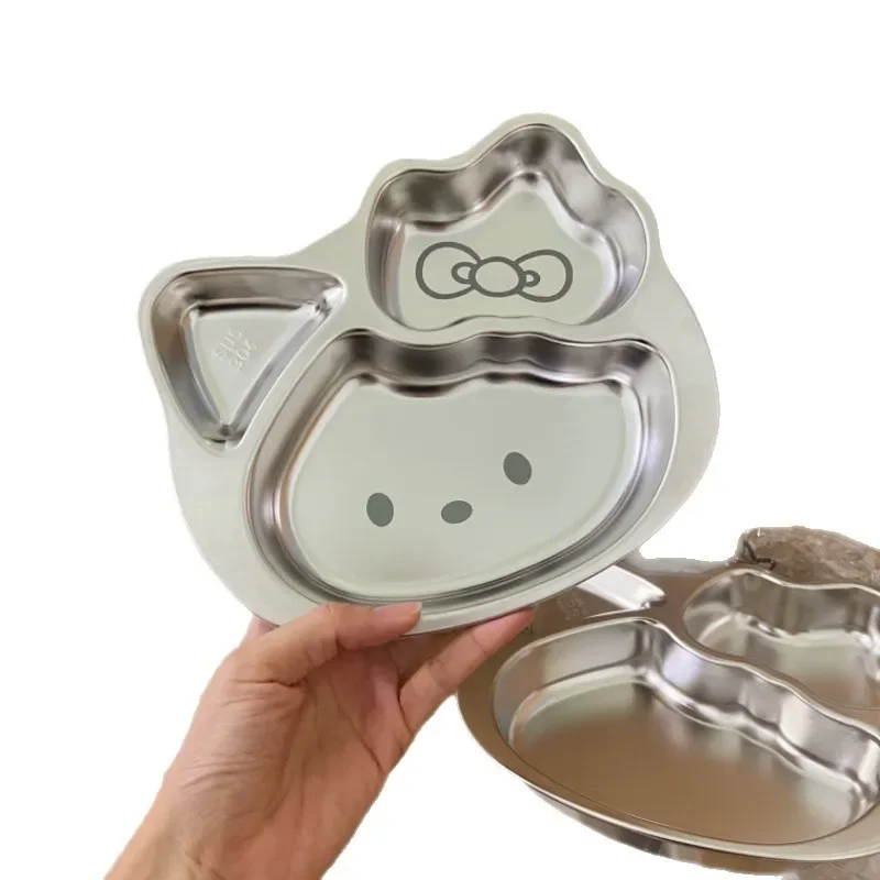 

into grids, 304 stainless steel for weight loss, household quantitative bowl, divided plate fitness three-grid disc