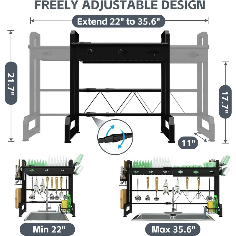 Over The Sink Dish Drying Rack-Adjustable (22