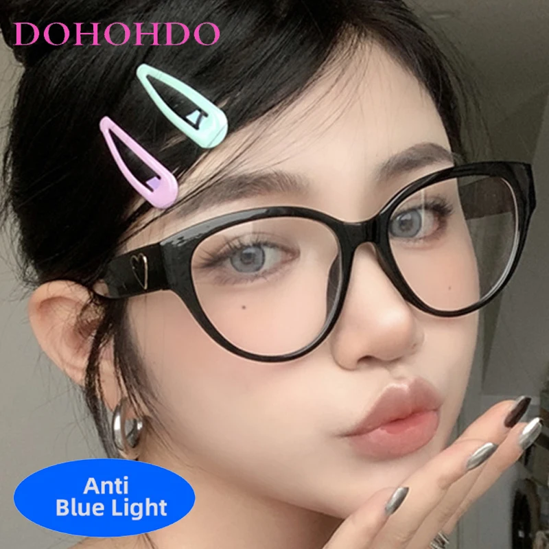 

Y2K Fashion Designer Luxury Brand Cat Eye Big Frame TR90 Blue Light Optical Glasses Men Women Computer Glasses For Gaming Очк
