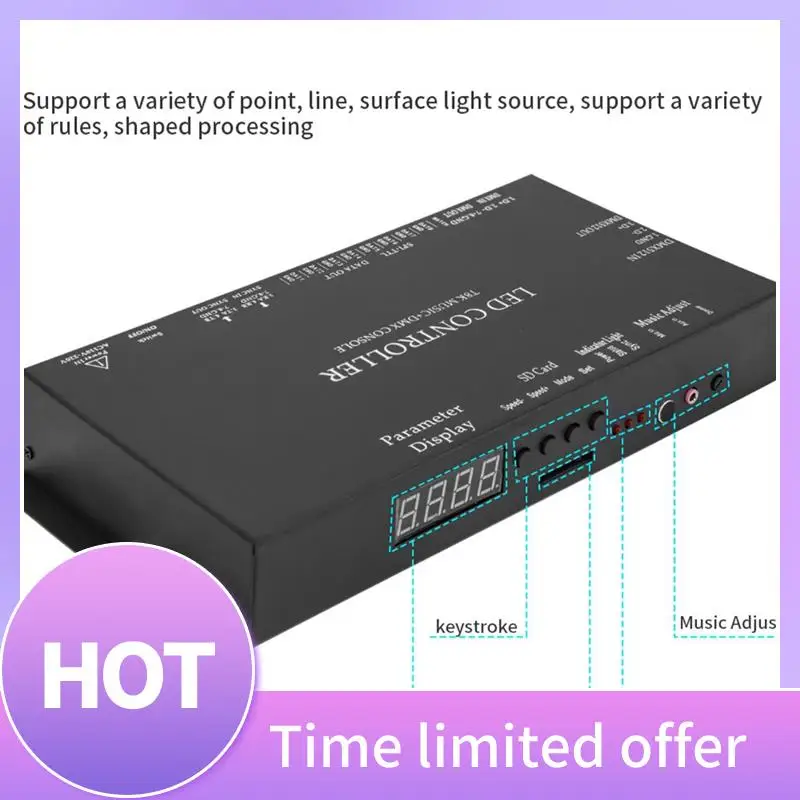 B68A T8K Music+DMX Console 8Channels Port With Mic In/Aux In SPI-TTL Led Strip Light Controller For WS2811 WS2812B