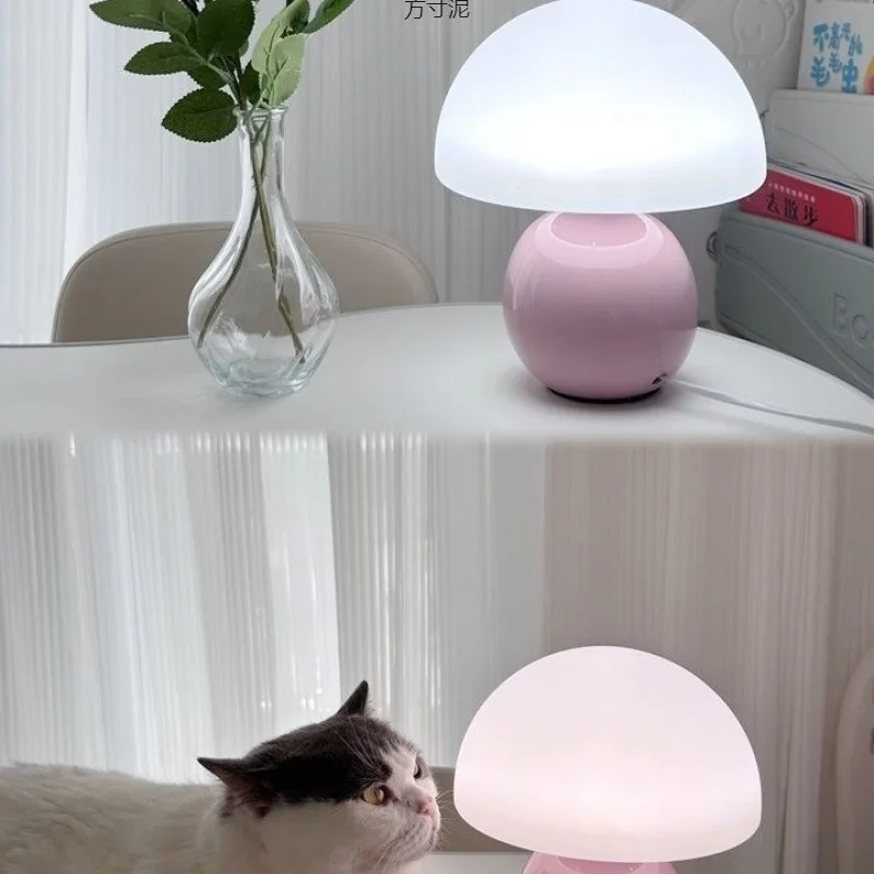 Minimalism Ceramics Mushroom Table Lamp Modern Milk White Glass Villa Living Room Board Study Reading LED Desk Lamp Atmosphere