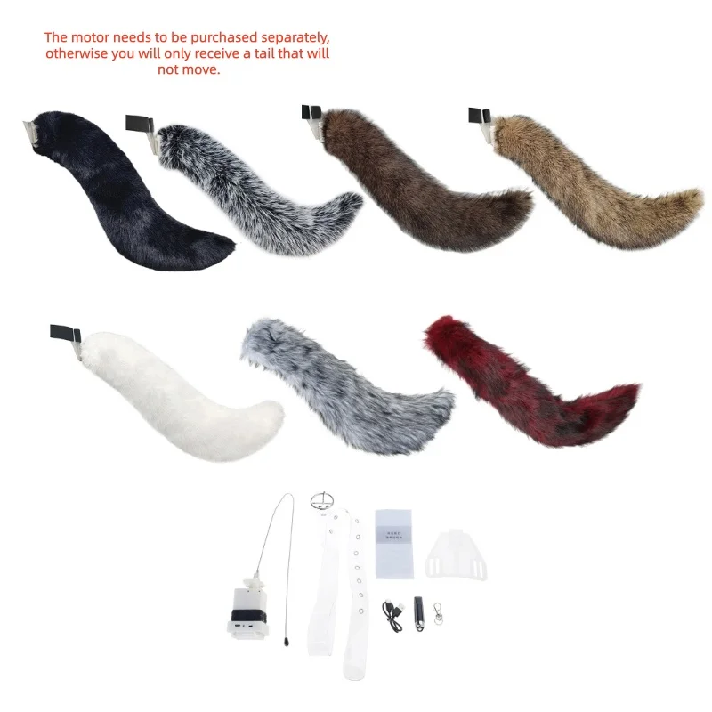 Electric Wolf Foxes Cats Tail Remote Control Wagging Tail Halloween Christmas Fancy Dress Party Costume Props for Adult Kids