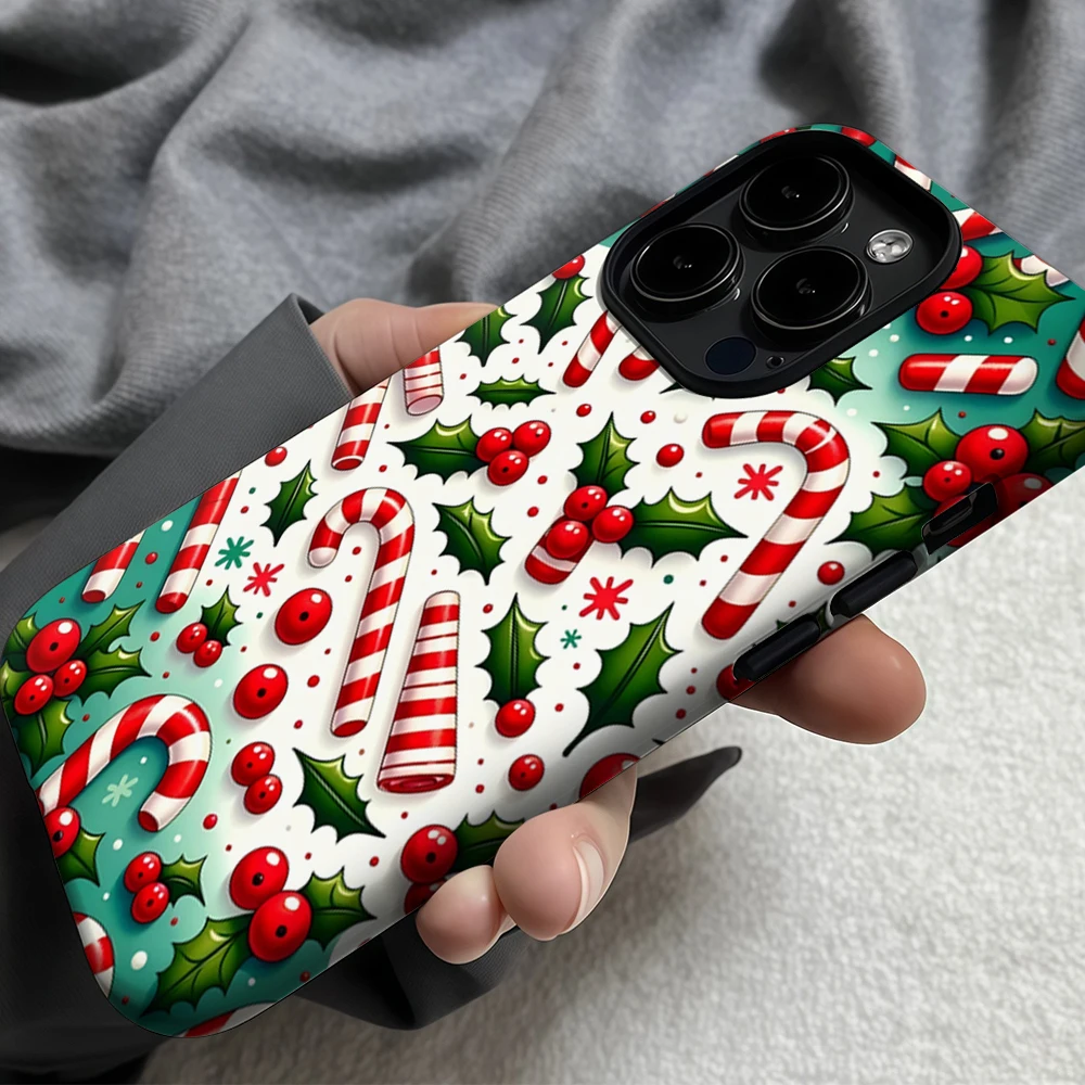 حافظة لهاتف آيفون 17 من Candy Cane Fun لهاتف آيفون 17 16 15 14 13 12 Pro Max Plus غطاء خلفي مزدوج الطبقة #6