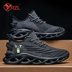 YRZL Mens Sport Shoes Breathable Lightweight Sneakers Outdoor Mesh Black Running Shoes Athletic Jogging Tenis Walking Shoes Man