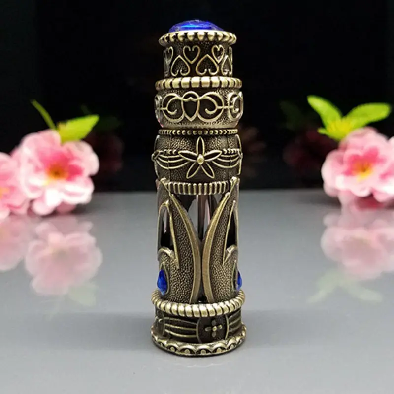 5ml Metal Perfume Bottle Antique Essential Oil Bottles With Glass Stick Empty Cosmetic Container Craft Decoration Gift