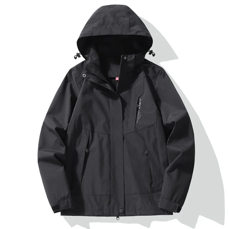Spring and Autumn Couple Outdoor Adventure Jacket Men's Hooded Waterproof Breathable Zipper Jacket Fashionable Versatile