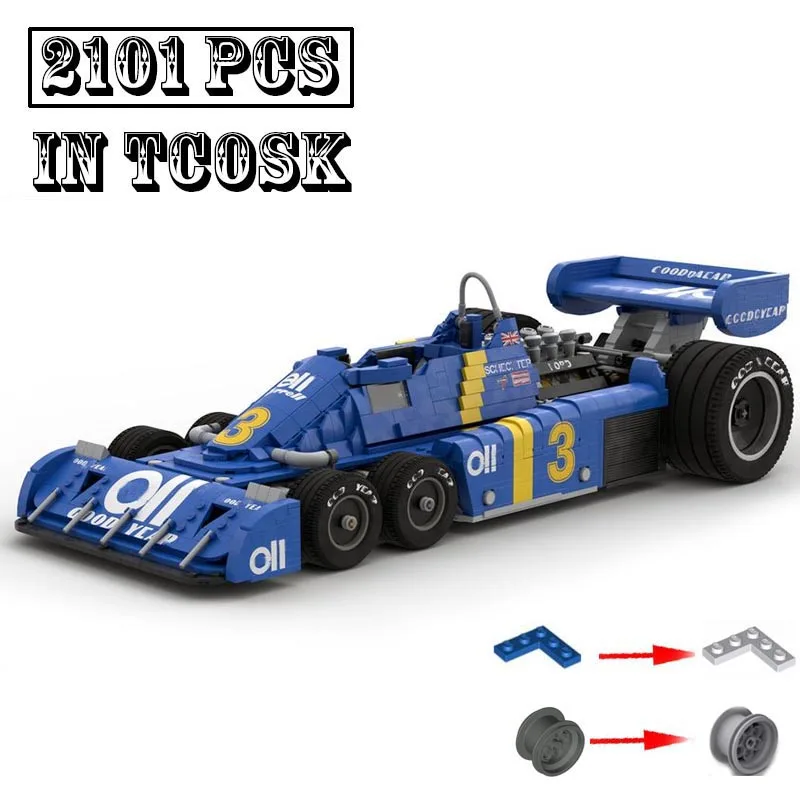 

New Testarossa MOC-158318 P34 1976 scale 1:8 Formula 1 Race Car Model Buiding Kit Creators Block Bricks Kids Toys Birthday Gifts