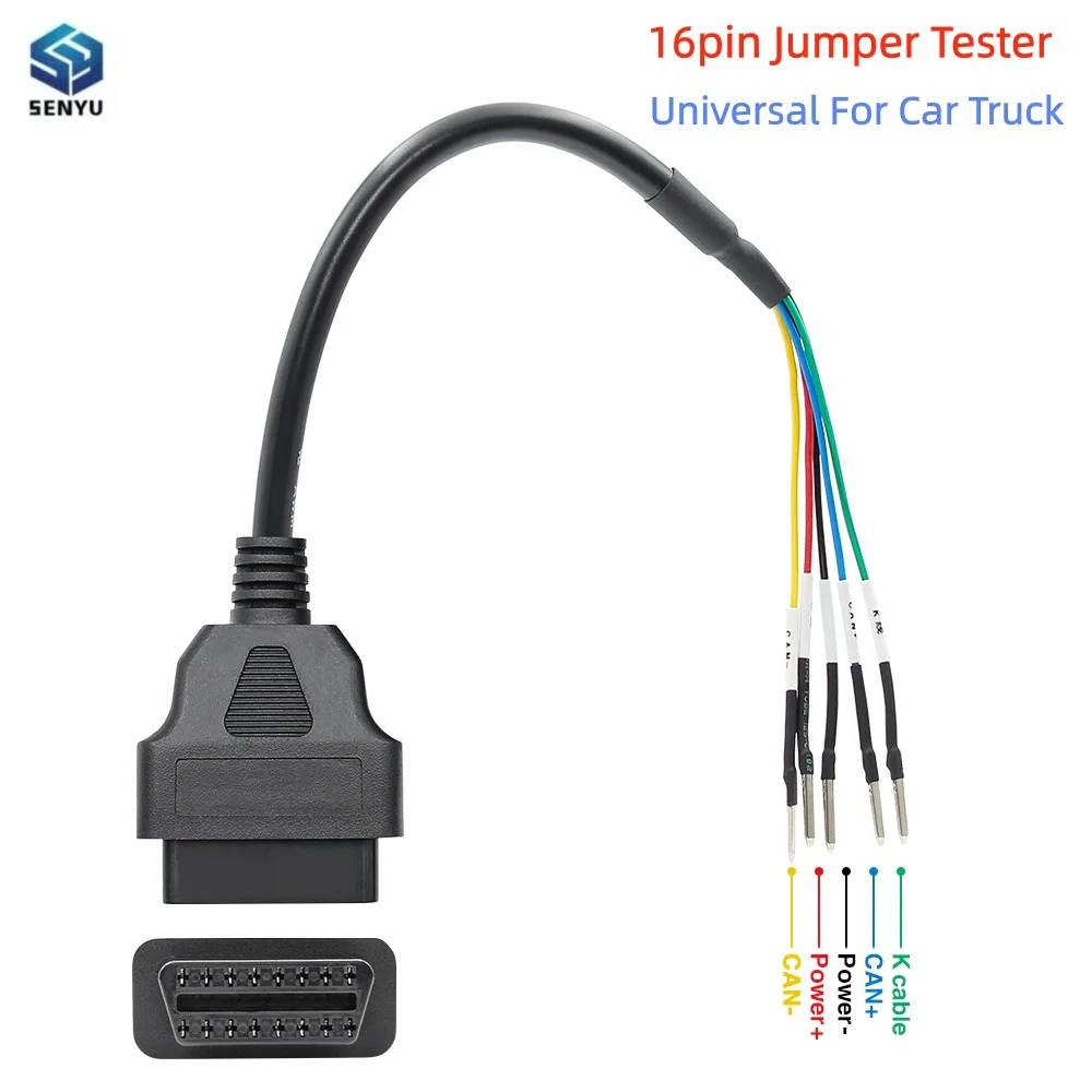 16-Pin Jumper Tester DIY Universal-Stecker OBD2 Buchse 16-Pin K-Line CAN-Line Diagnosekabel K+CAN OBDII-Kabel für PKW LKW