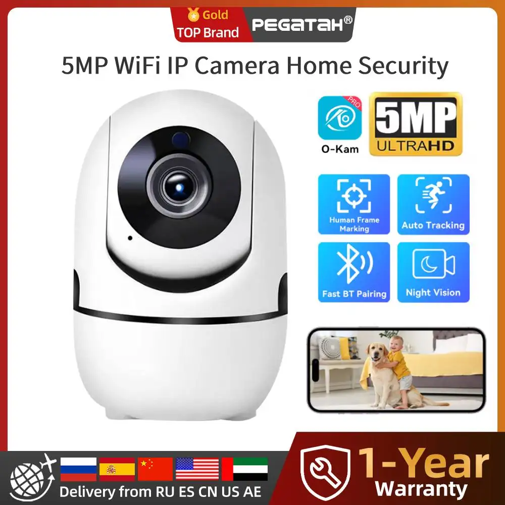

2.4G Mini Indoor Wireless 5MP WiFi IP Camera Home Security CCTV Surveillance Camera With Humanoid Tracking O-Kam pro APP