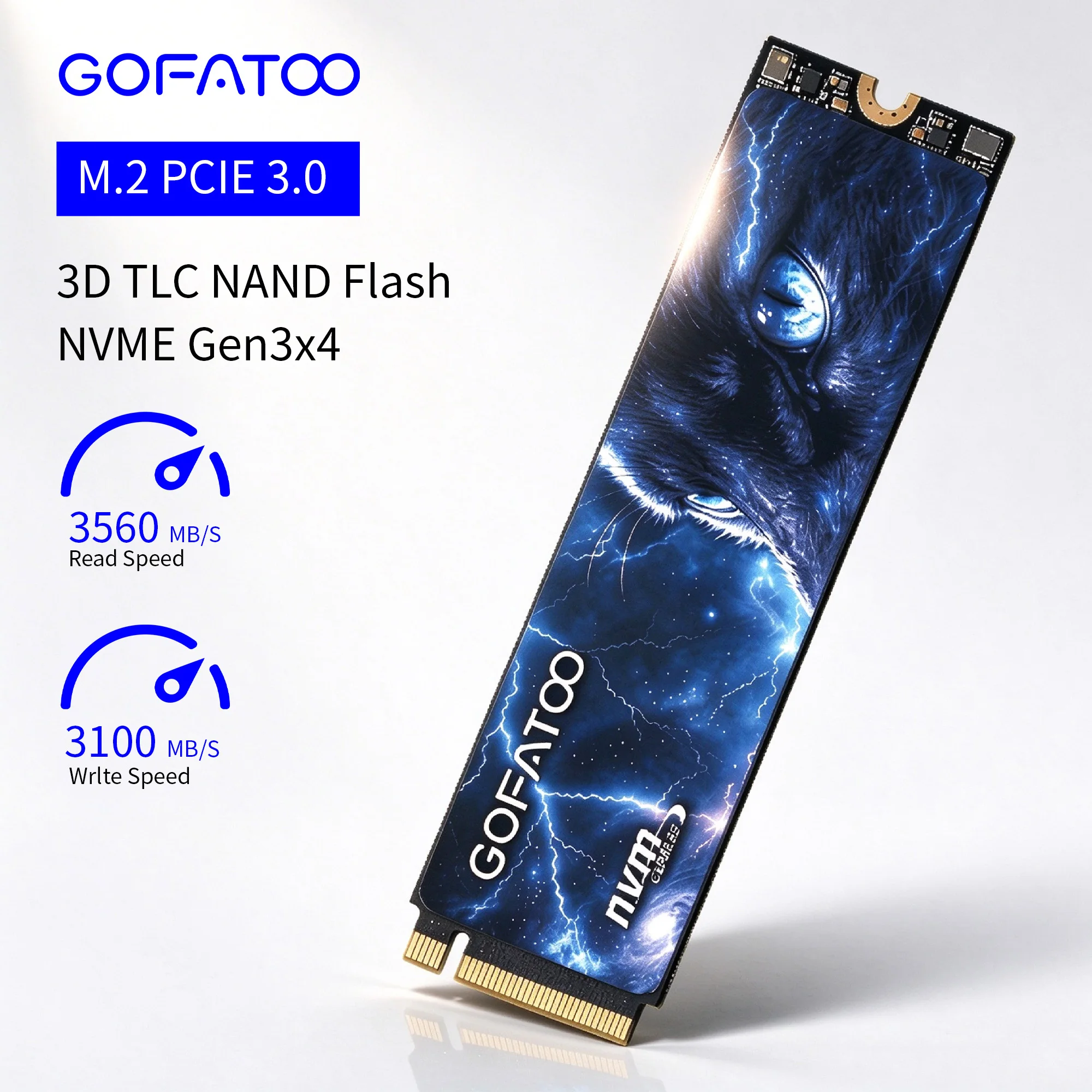 GOFATOO NVMe3.0 M.2 2280 SSD PCIe3.0 Gen3×4 Internal Solid State Drive 2TB 1TB 512GB 256GB 3560MB/s for Laptop Desktop Gaming PC