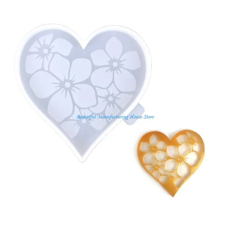 E56A قالب مفرش إيبوكسي على شكل قلب الحب مناسب لتزيين المنزل وصينية النبيذ على الطاولة