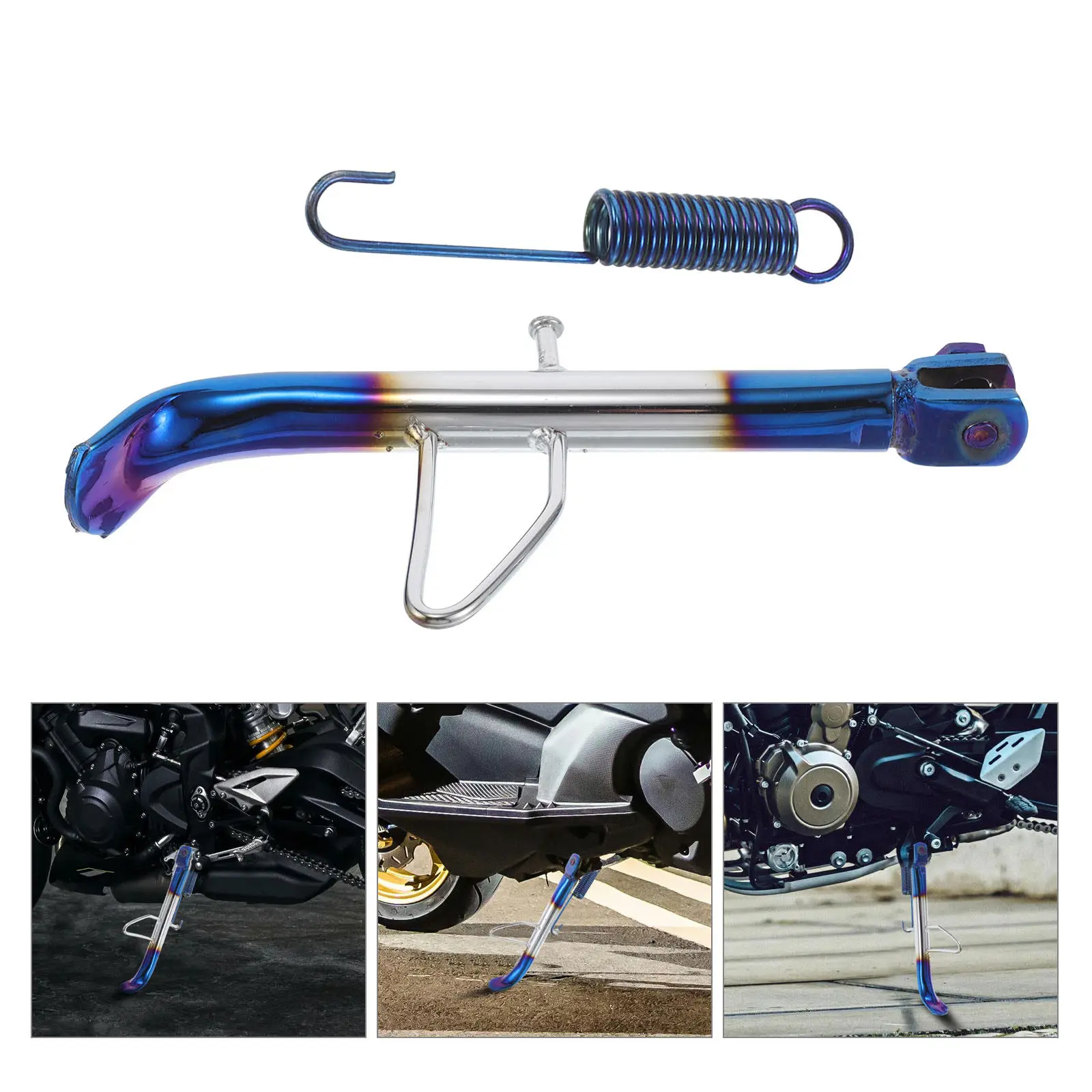 Motorcycle Side Kickstand Iron Burnt Titanium Finish Offset Foot Support Universal Motorbike Electric Scooter Kickstand Stand