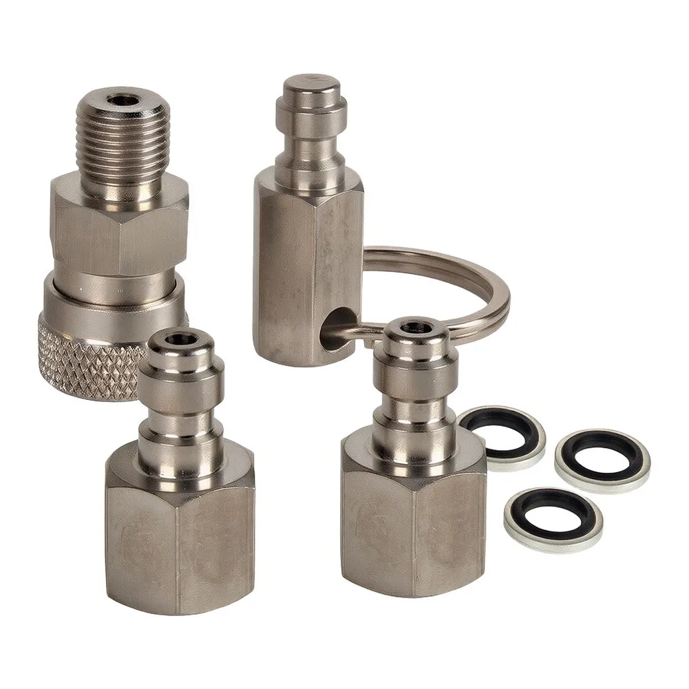 High Pressure 40MPa Pump Connector Set Stainless Steel BSP1/8 DN6mm 8mm With Nitrile Seal For Hydraulic Equipment Tools