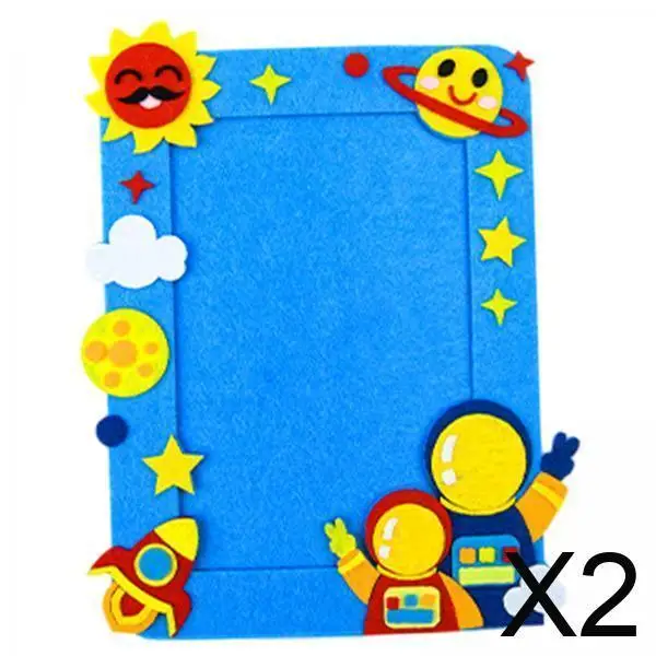 2xDIY Picture Frame Educational Toy Fathers Day Gifts for Bedroom Office Shelf Dad Child Blue