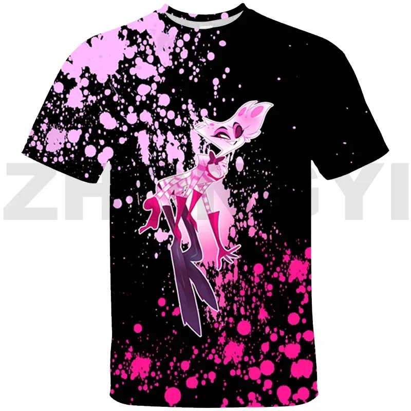 

Забавные короткие футболки Hazbin с 3D мультяшным принтом, футболки с графикой отеля, детская футболка с аниме, женская и мужская футболка большого размера в стиле Харадзюку