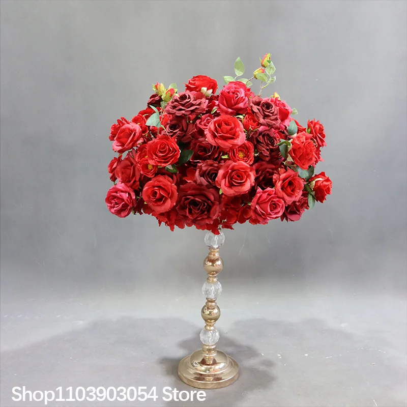 Weiße Rosen-Kunstblumen-Läufer, Hochzeits-Hintergrund-Dekoration, Blumenball-Arrangement, Blumenreihe, Dekorationsartikel für Bankette, Partys und Events – Detail 6