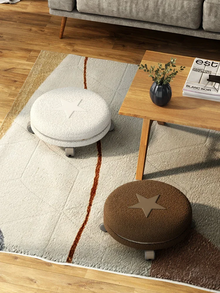 

Household pulley beautiful seam stool lamb wool round stool