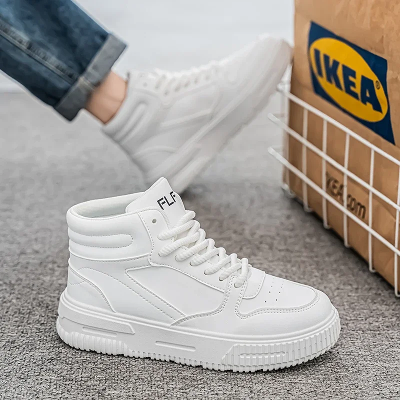 

New Fashion Casual High Top Skateboard Shoes Student Boots Men and Women Trend Wear Resistant Two-color Couples Sneakers