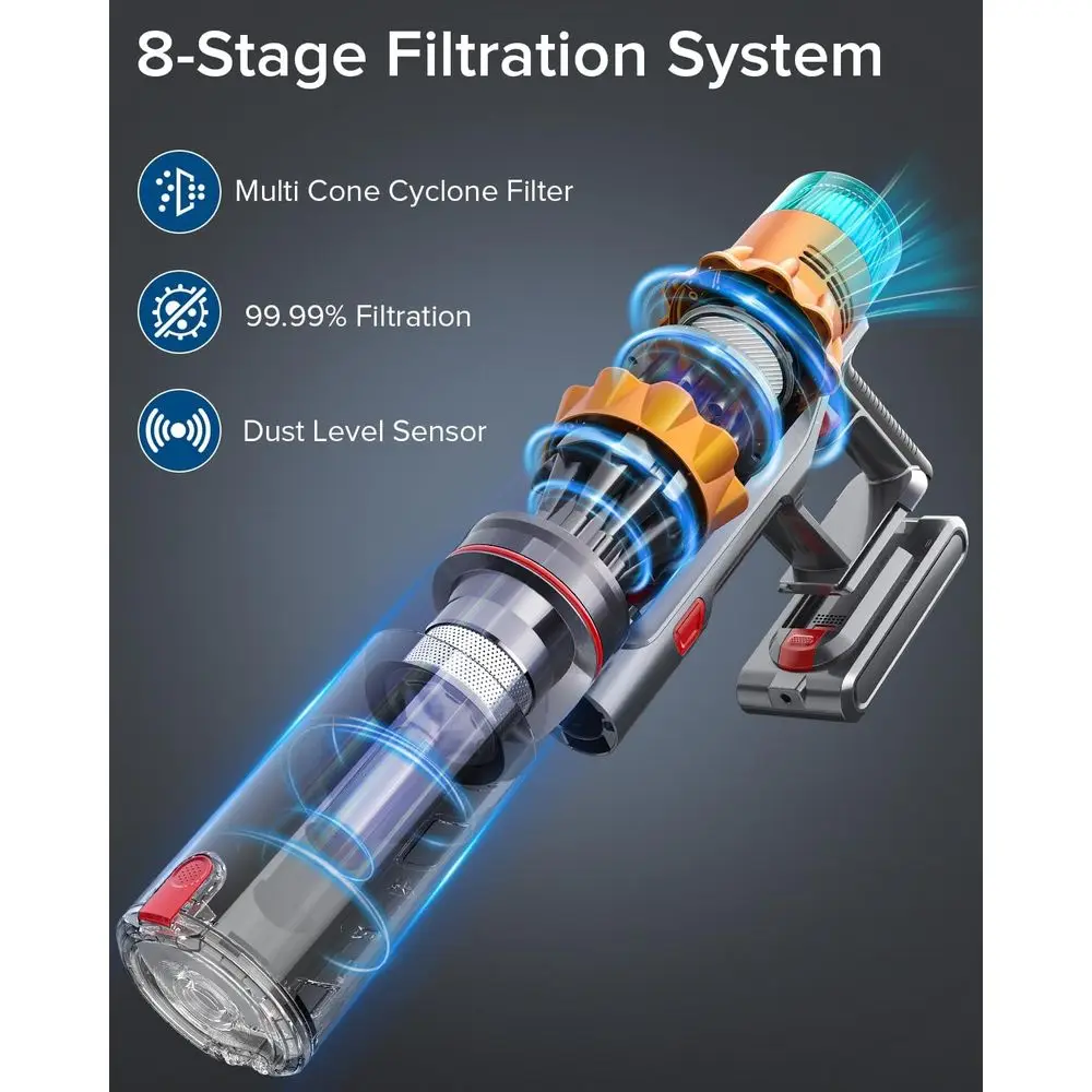 Aspirador de pó sem fio s8, 600w 48kpa até 65 minutos de vácuo recarregável, aspiradores portáteis leves sem fio para