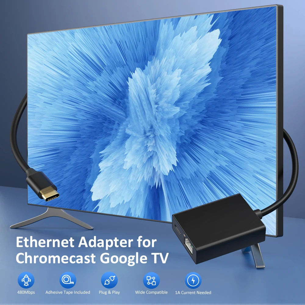 ELECTOP adaptador Ethernet de tarjeta de red USB para Chromecast, Google TV tipo C a red RJ45 para teléfonos inteligentes, tabletas, dispositivo