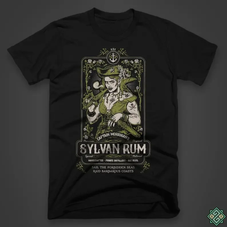 Sylvan Rum - A fantasy-themed t-shirt, screen printed by hand