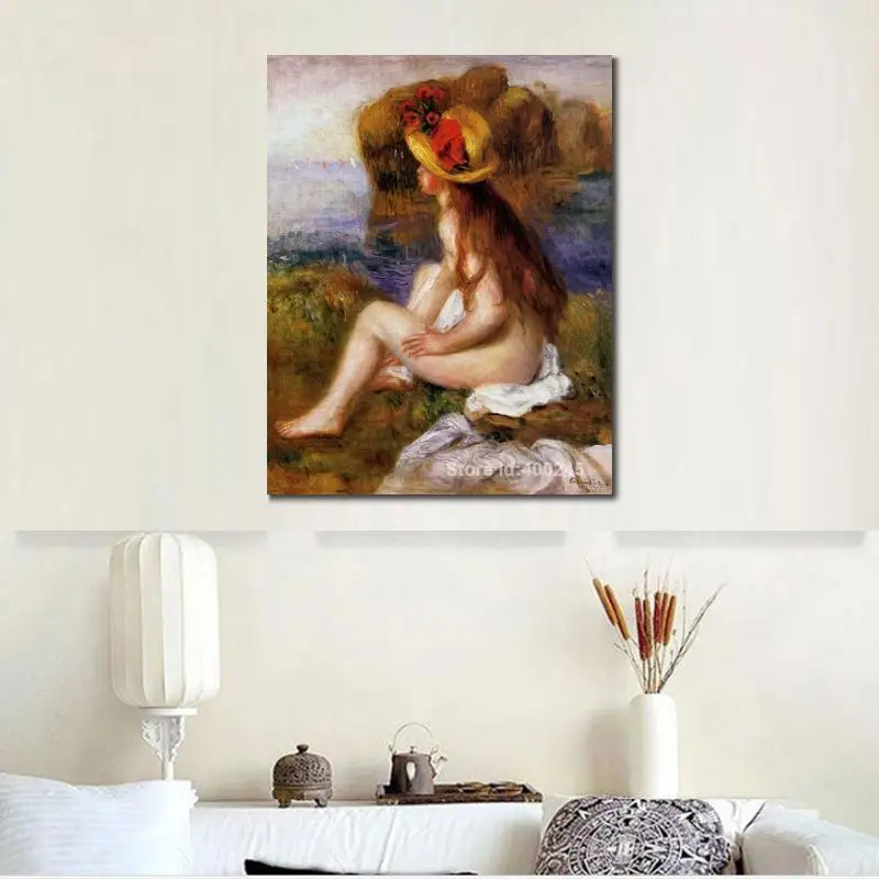 Pierre Auguste Renoir Paintings of Nude in A Straw Hat Modern Art Beautiful High Quality Hand Painted