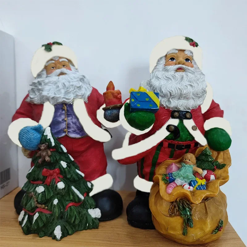 Resin Craft Christmas Table Decoration Santa Claus Gifts Holiday Scene Decoration