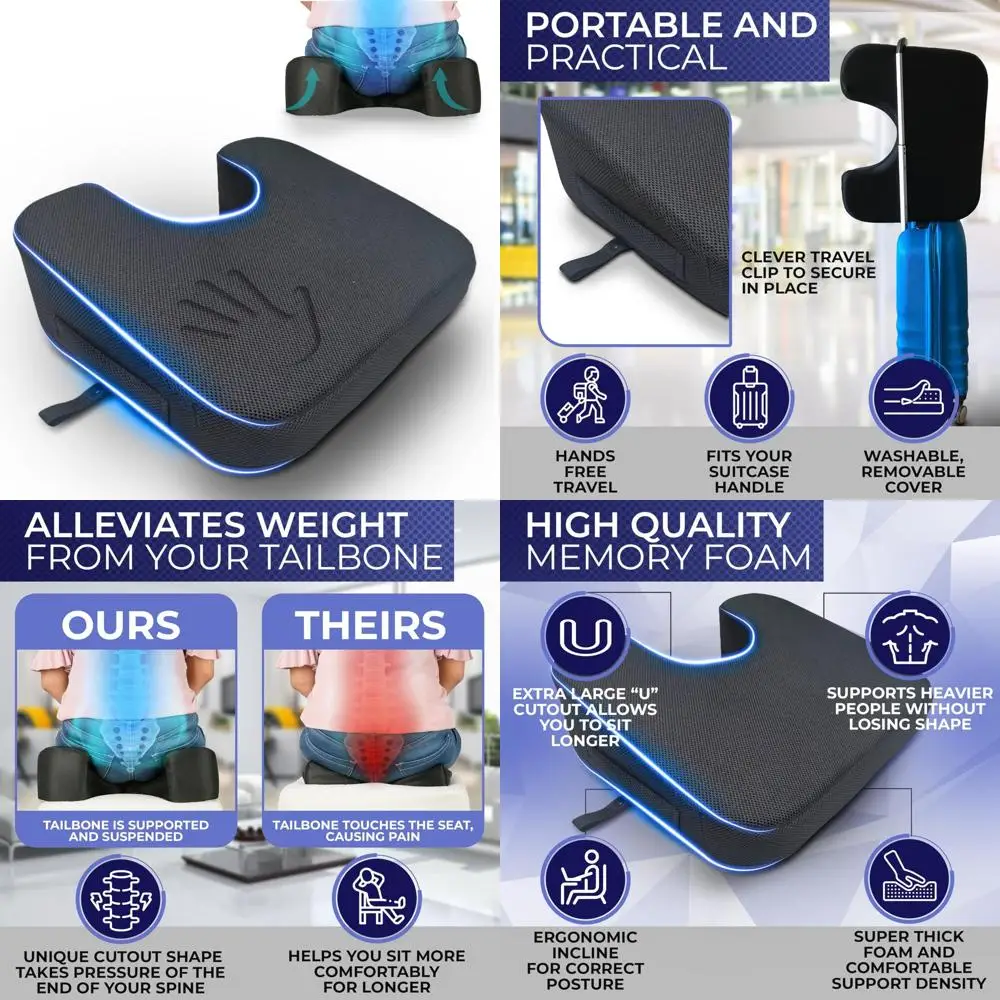 

YogiBum Ergonomic Cushion | Tailbone Support for Over 190lbs | Medium Size for 150-190lbs | Comfort for Lower Back and Tailbone