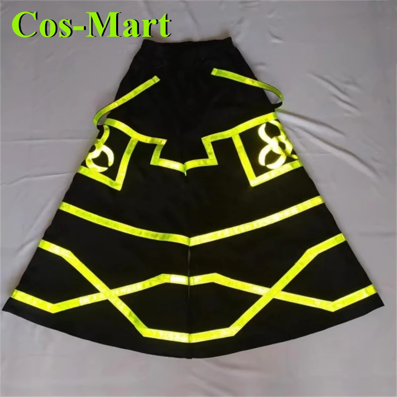 

Cos-Mart Fluorescent Ghost Dance Pants Reflective Street Dance Hip-hop Pants Night Cosplay Costume Flared Pants Trousers