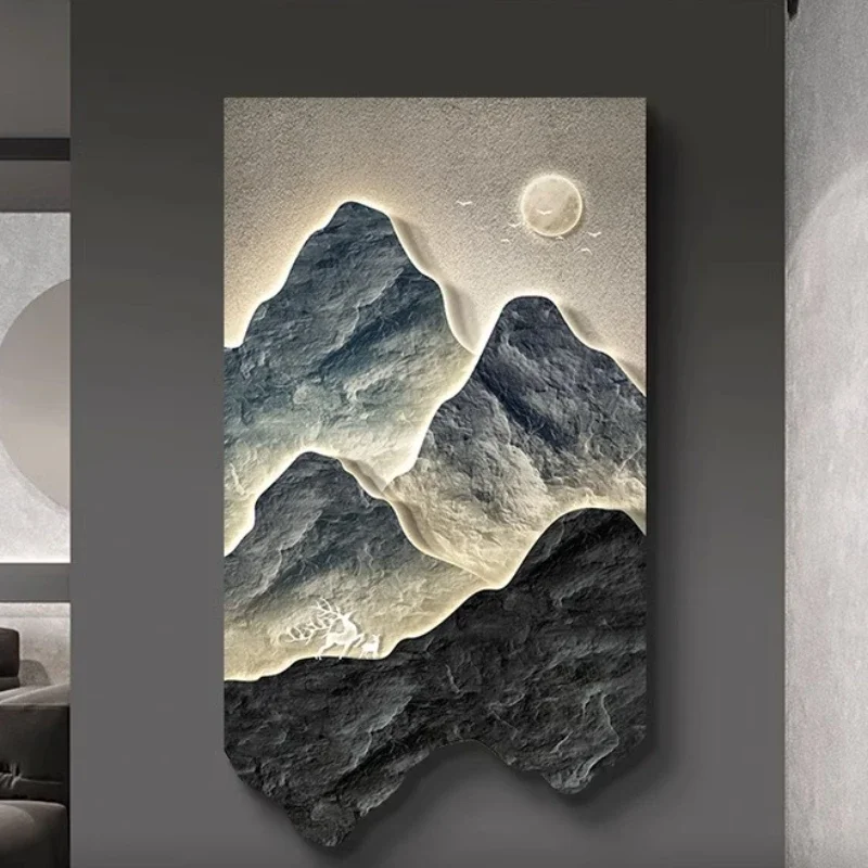 Entrance Porch Decorative Painting Light Modern Light Luxury Mountain Painting Wall Lamp