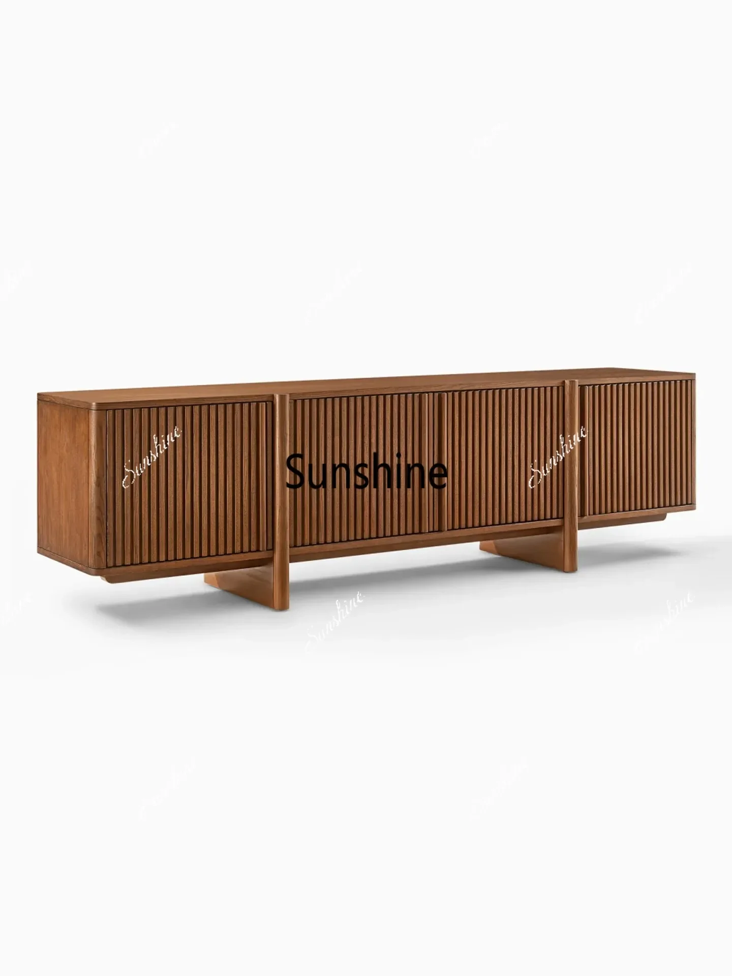 

YMedieval solid wood grille TV cabinet living room storage entrance vertical stripe decoration