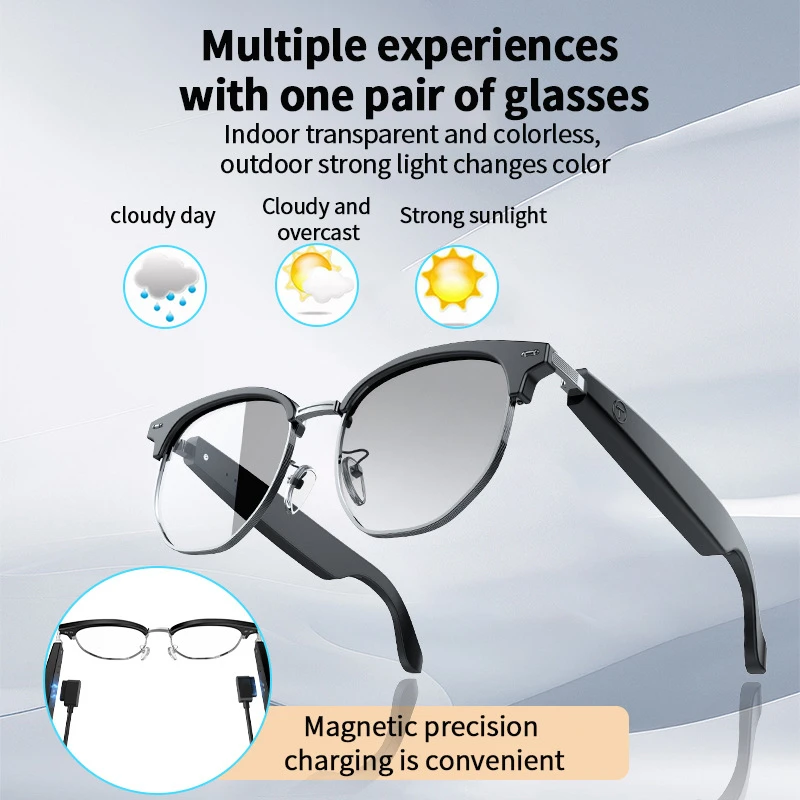 Lenovo Bluetooth Smart Glasses With AI Translation Photochromic Lens Waterproof Multi-functional Sunglasses for Outdoor Driving