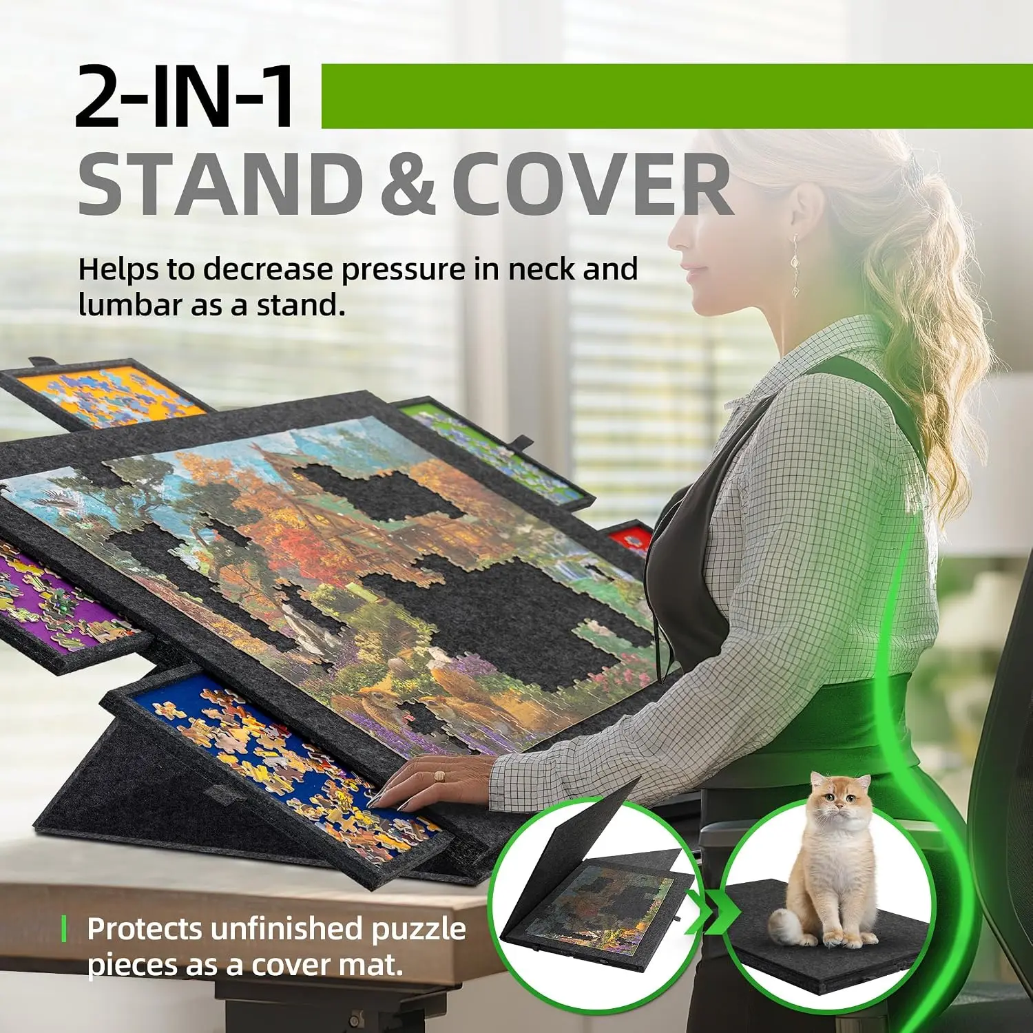 1 Set Puzzle Board Portable Jigsaw Table Non Slip Felt Top Sorting Storage Organizer Home Decor Panel for Travel Craft Room