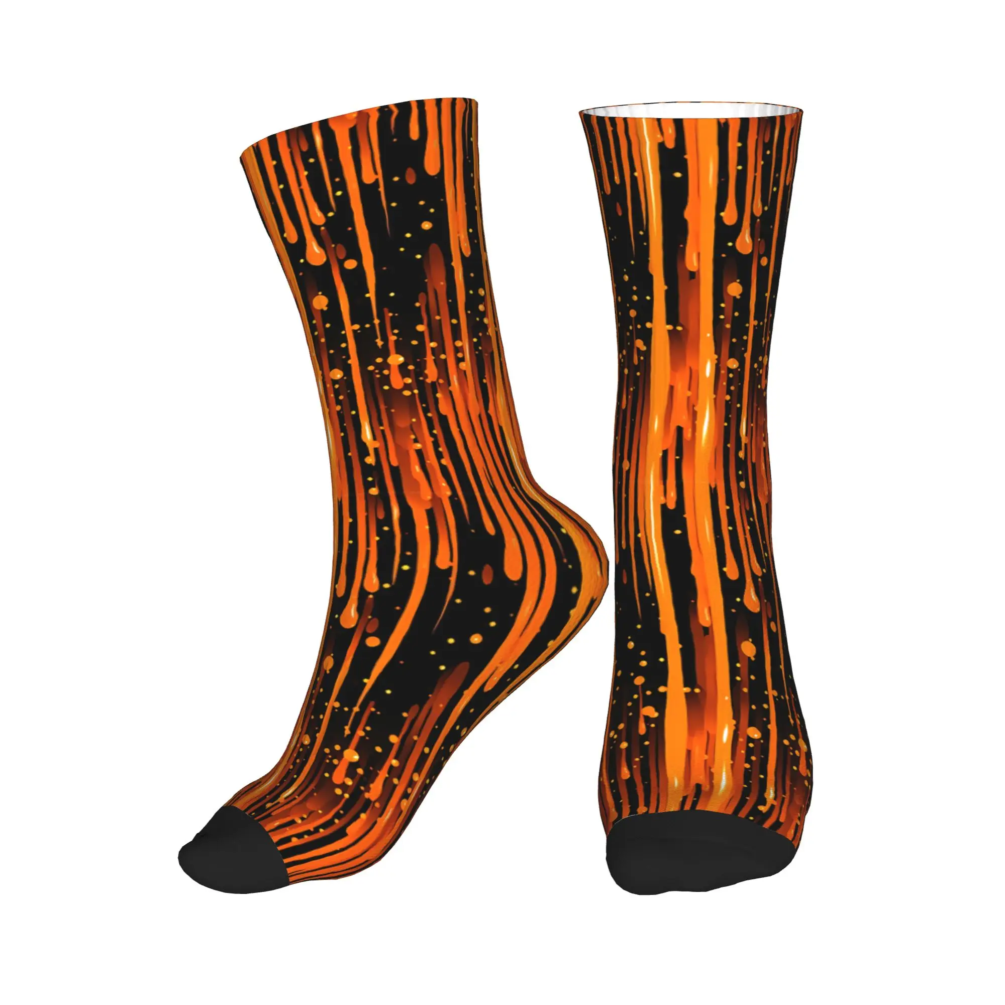 

Funny Dripping Orange Liquid Pattern Socks Women Men Warm 3D Printed Football Sports Socks