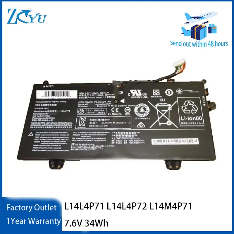 L14L4P71 L14L4P72 L14M4P71 Notebook Battery for Lenovo Yoga Convertible 11-5Y10 700-11ISK 3 11 7.6V 34Wh