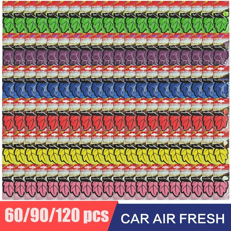 

1/60/90PCS Car Air Freshener Natural ScentedTea Paper Auto Hanging Vanilla Perfume Fragrance Leaf Shape Car Accessories Indoor