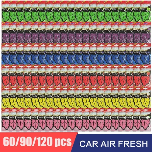 Ambientador de aire para coche, papel de té perfumado Natural, colgante automático, Perfume de vainilla, fragancia en forma de hoja, accesorios para interior, 1/60/90 Uds.