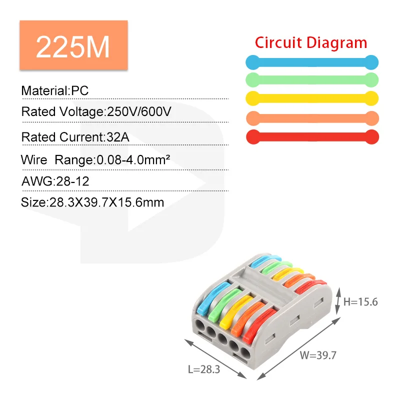 5PCS Hebel Schnelle Draht Anschlüsse Verbinden Elektrische Universal Spleißen Kompakte Inline Push-in Hause Terminals Block 412/413 SPL