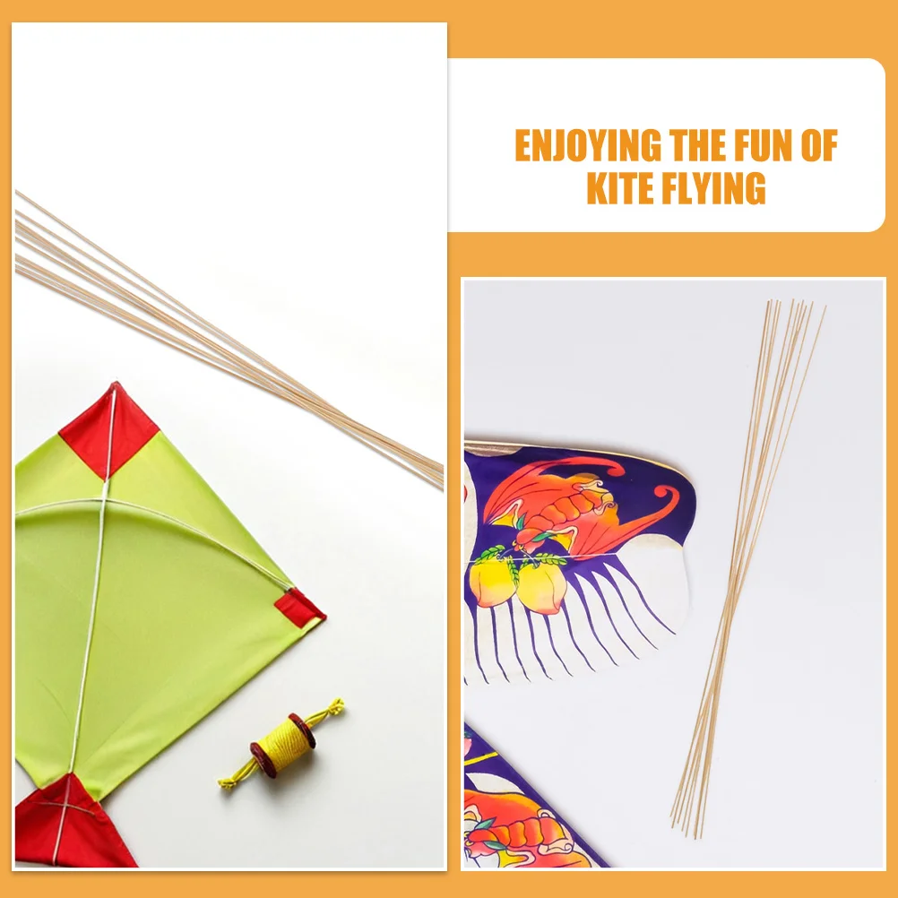 50 Stuks Kite Maken Materialen Bamboestokken Lange Lichtgeel Craft Strips Onvoltooide voor DIY Kite Frame Ondersteuning Staven Accessoires