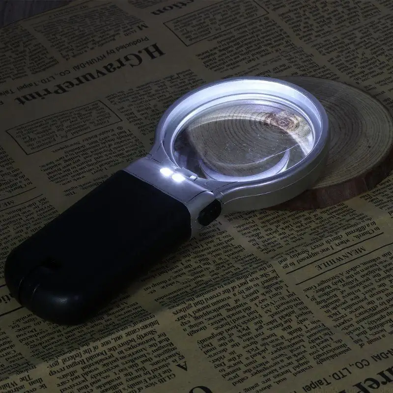 A2BE Mini Glass Folding Pocket Magnifier Glass Loupe with Black Rotating