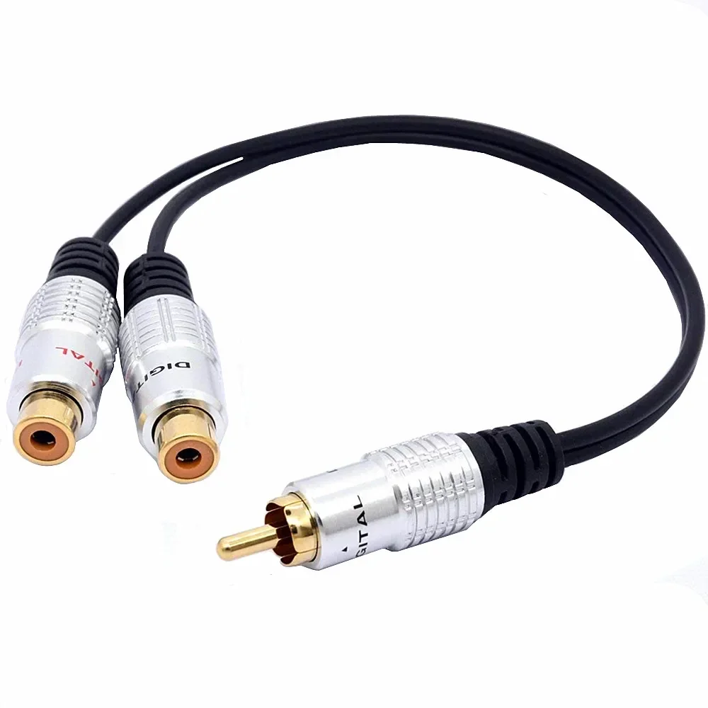 RCA Y-Adapter Audio Cable,RCA Splitter Cable 1 RCA Mono Male to 2 RCA Phono Female Y Adapter Cord (RCA Male to 2 Female)