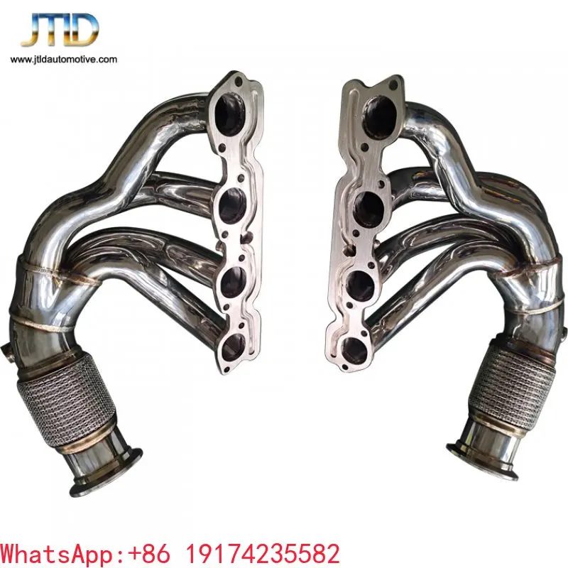 

High Quality 304 Stainless Steel Polish Power Twisted Flexible Downpipe Exh-aust Header Manifold for Ferrari 458