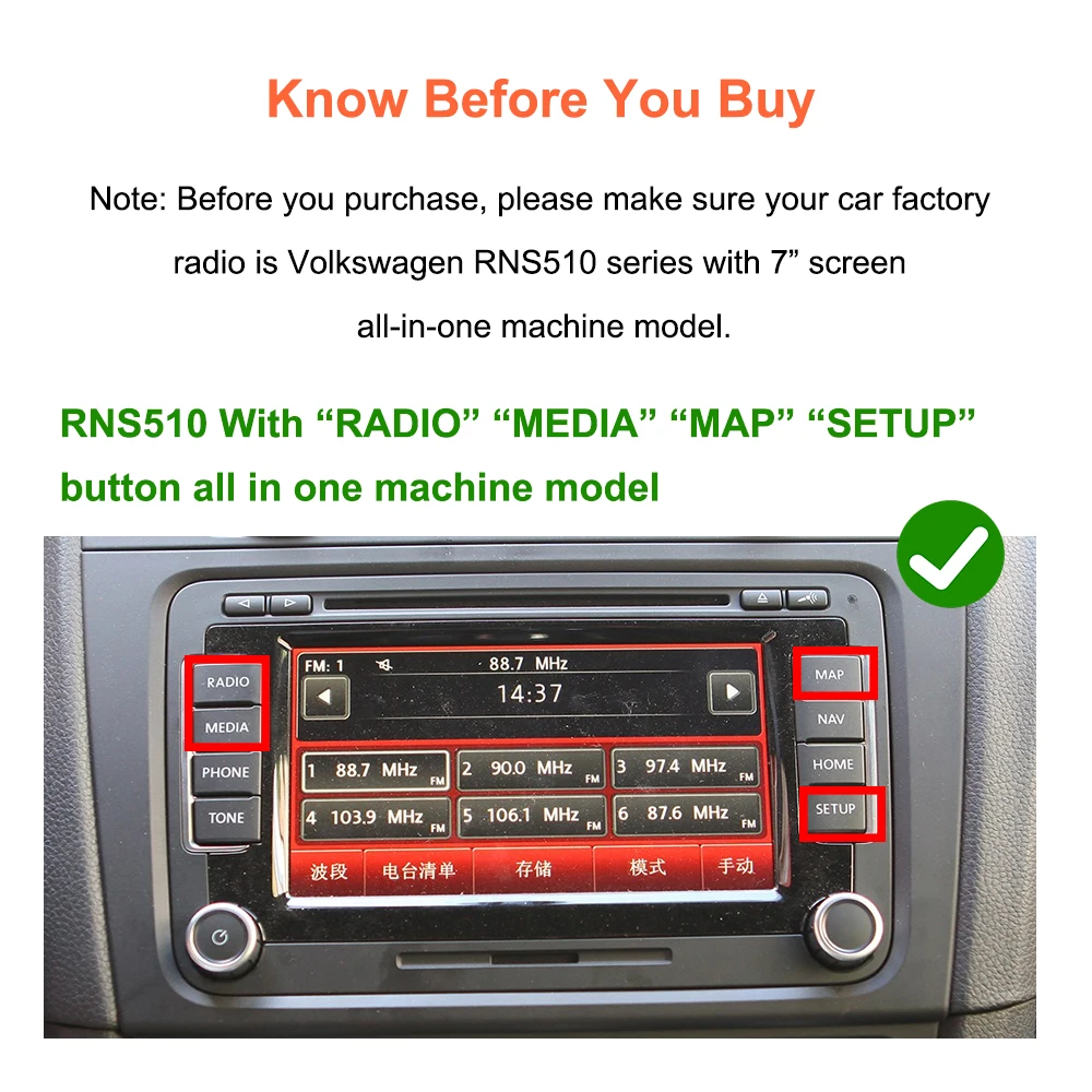 Bonroad Wireless Carplay Android Auto Nachrüst-Kits Modul für Volkswagen Passat B6 B7 Golf 6 RNS510 Serie Airplay Mirrorlink – Detail 4