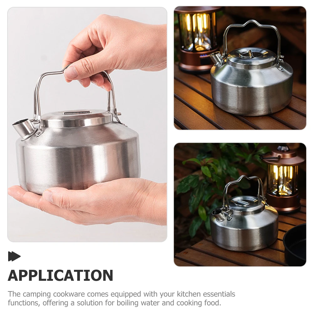 

Ultra Lightweight 1l Camping Stovetop Kettle 304 Stainless Steel Portable Travel Water Boiling Solution For Outdoor Activities